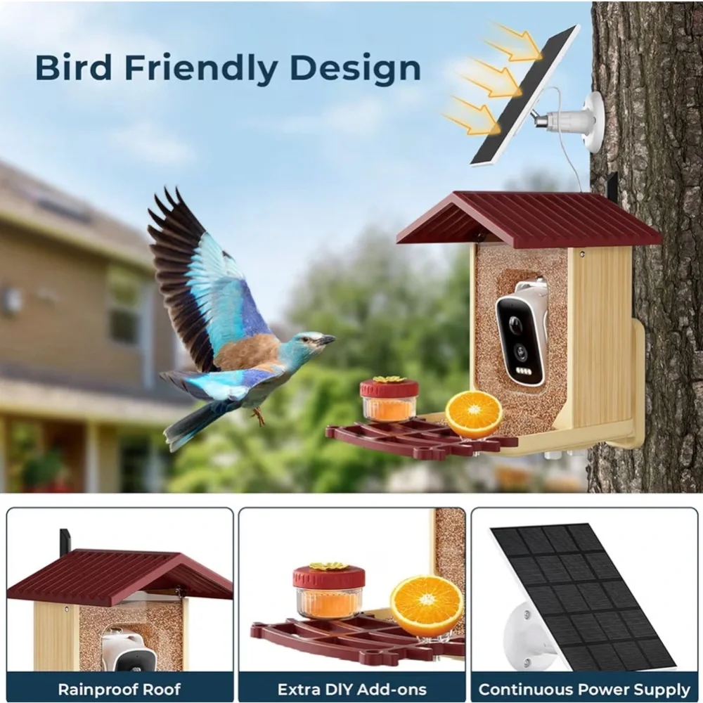 NWT-Bird Feeder with Camera and Solar Panel